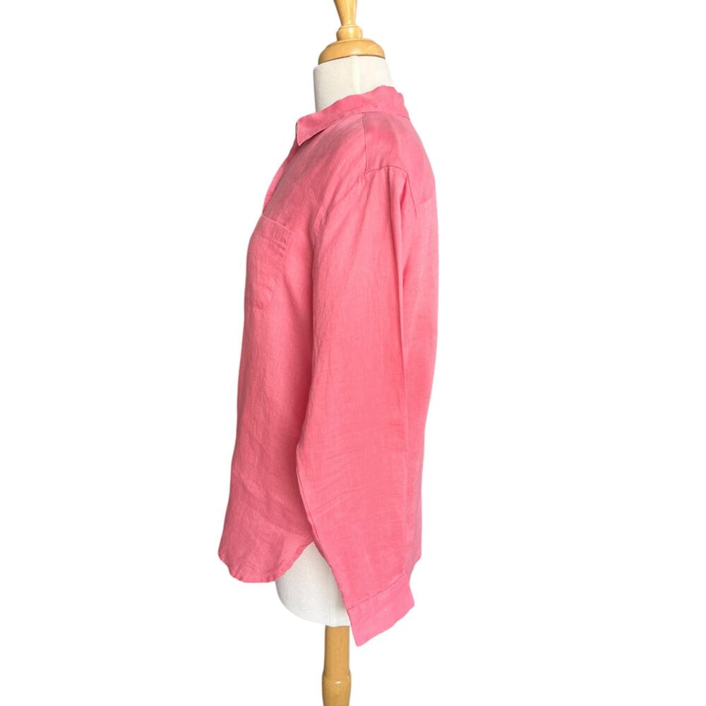 J. Jill Linen Shirt Button Collar Pink Boho Lagenlook Cottagecore Minimalist XS - Picture 3 of 12